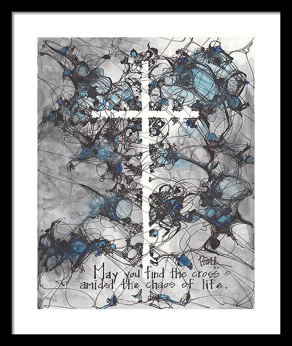 Chaos Order Cross 15 - Glorious Blue - Framed Print