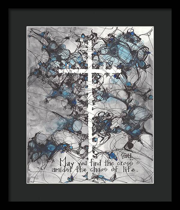 Chaos Order Cross 15 - Glorious Blue - Framed Print