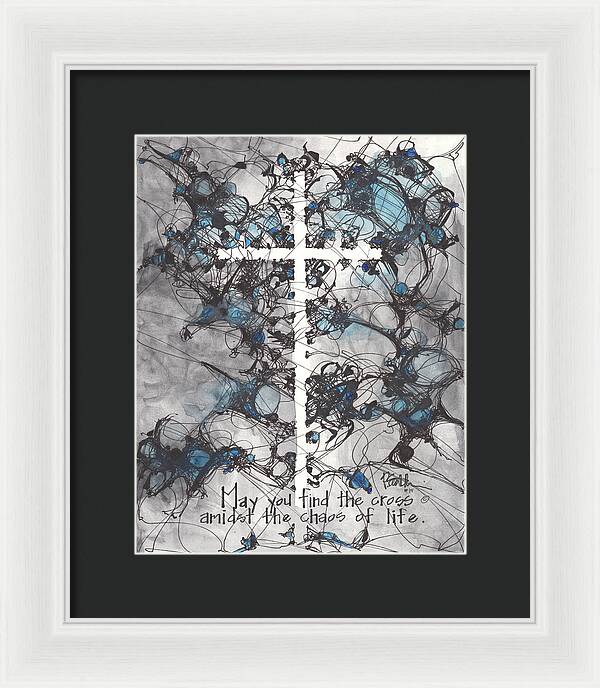 Chaos Order Cross 15 - Glorious Blue - Framed Print