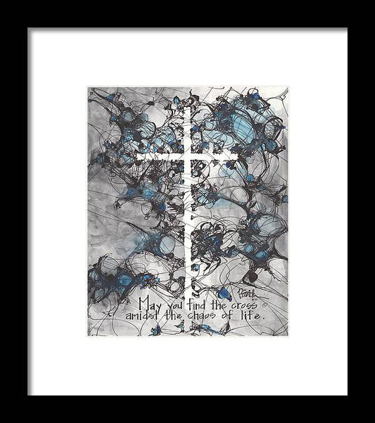 Chaos Order Cross 15 - Glorious Blue - Framed Print
