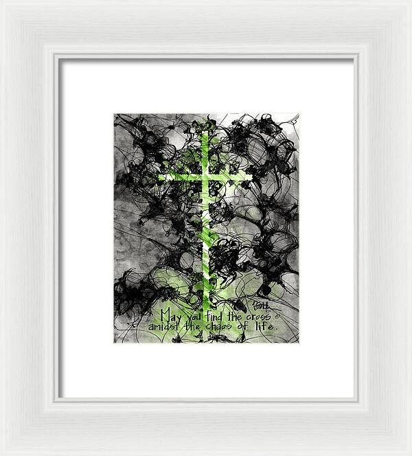 Chaos Order Cross 15 - Joyful Green - Framed Print