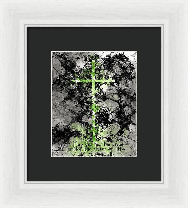 Chaos Order Cross 15 - Joyful Green - Framed Print