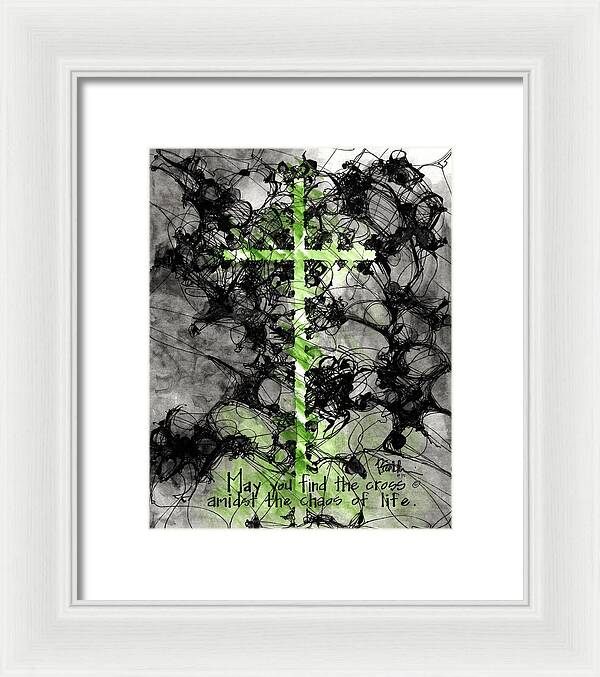 Chaos Order Cross 15 - Joyful Green - Framed Print