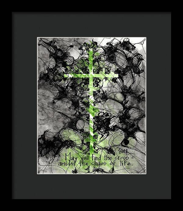 Chaos Order Cross 15 - Joyful Green - Framed Print