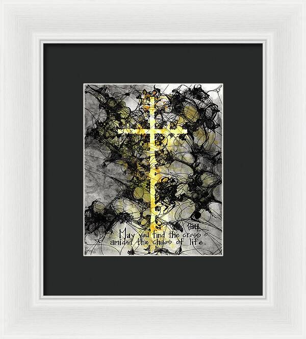 Chaos Order Cross 15 - Luminous Yellow - Framed Print