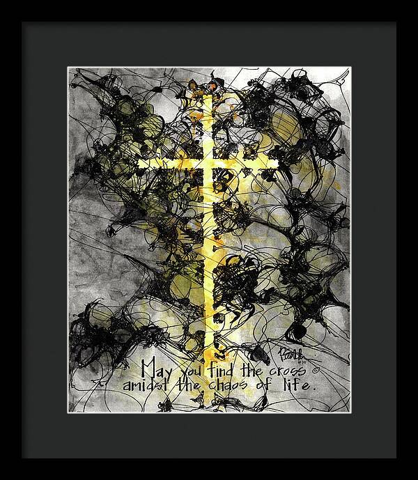 Chaos Order Cross 15 - Luminous Yellow - Framed Print