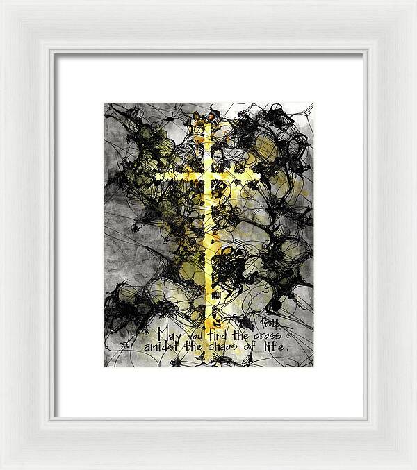 Chaos Order Cross 15 - Luminous Yellow - Framed Print