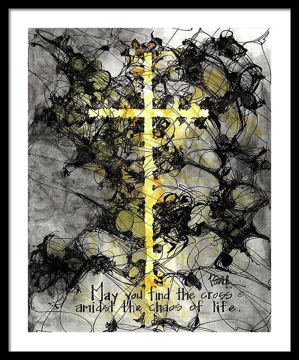 Chaos Order Cross 15 - Luminous Yellow - Framed Print