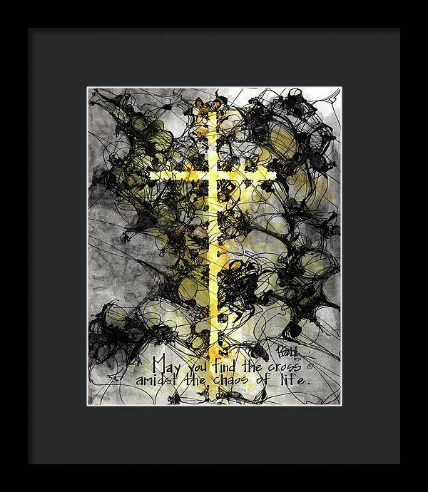 Chaos Order Cross 15 - Luminous Yellow - Framed Print