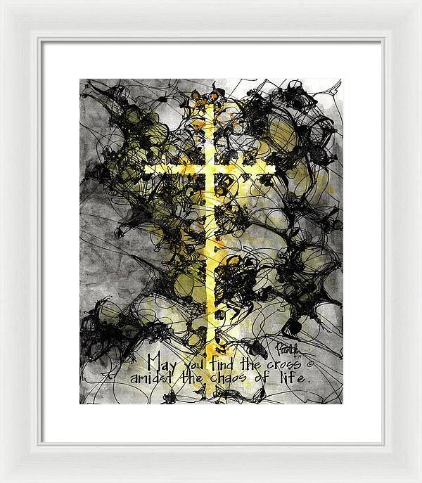 Chaos Order Cross 15 - Luminous Yellow - Framed Print