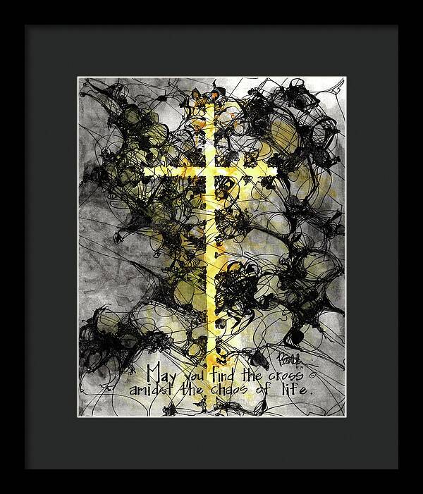 Chaos Order Cross 15 - Luminous Yellow - Framed Print