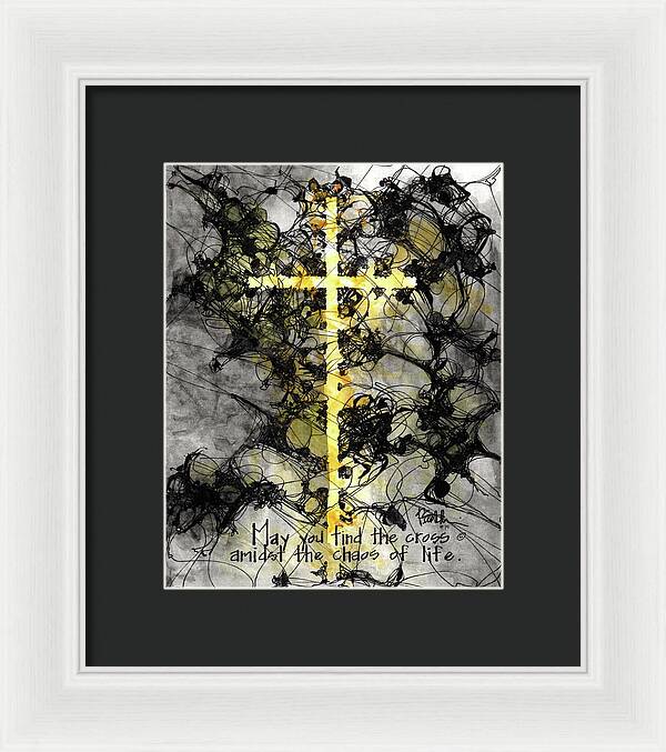 Chaos Order Cross 15 - Luminous Yellow - Framed Print