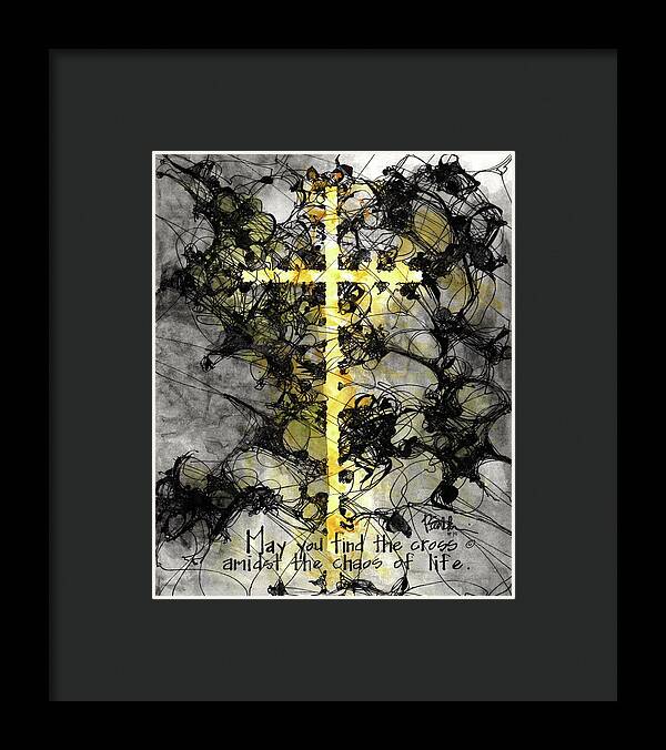 Chaos Order Cross 15 - Luminous Yellow - Framed Print