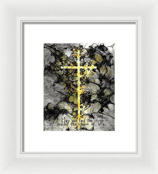 Chaos Order Cross 15 - Luminous Yellow - Framed Print