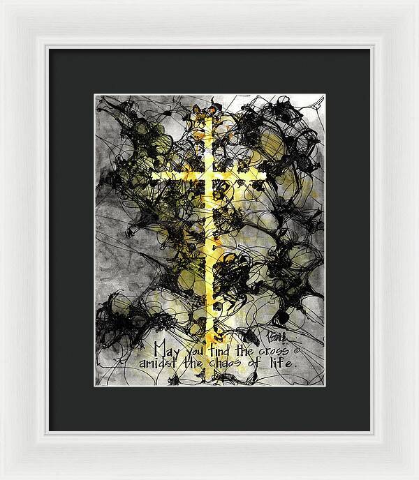 Chaos Order Cross 15 - Luminous Yellow - Framed Print