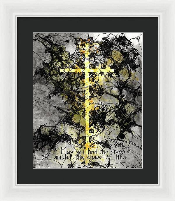 Chaos Order Cross 15 - Luminous Yellow - Framed Print