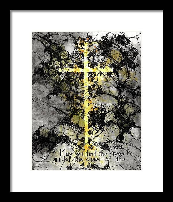 Chaos Order Cross 15 - Luminous Yellow - Framed Print