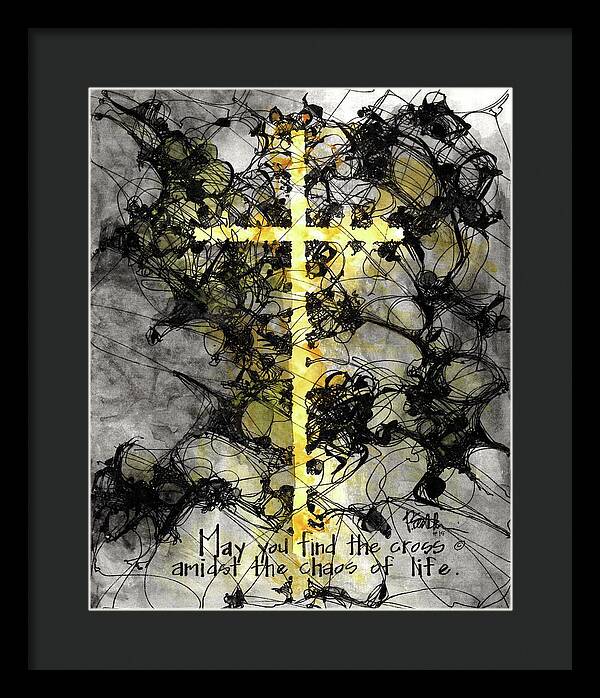 Chaos Order Cross 15 - Luminous Yellow - Framed Print