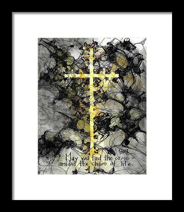 Chaos Order Cross 15 - Luminous Yellow - Framed Print