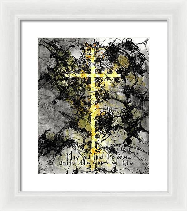 Chaos Order Cross 15 - Luminous Yellow - Framed Print