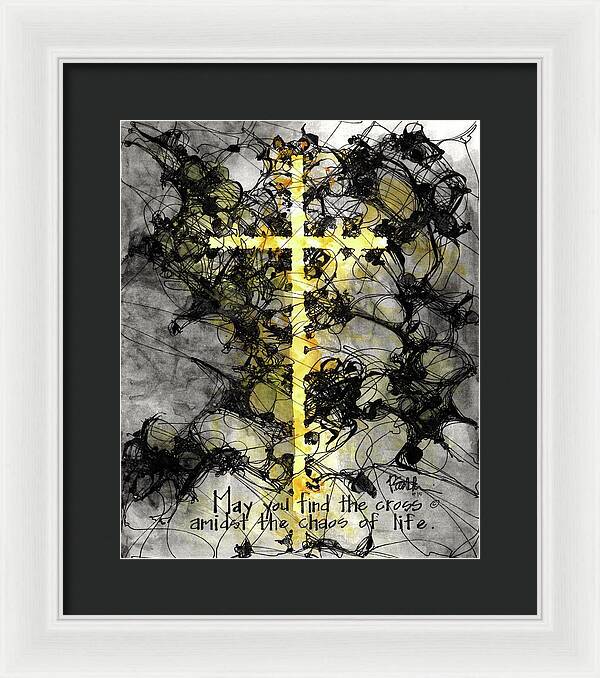 Chaos Order Cross 15 - Luminous Yellow - Framed Print