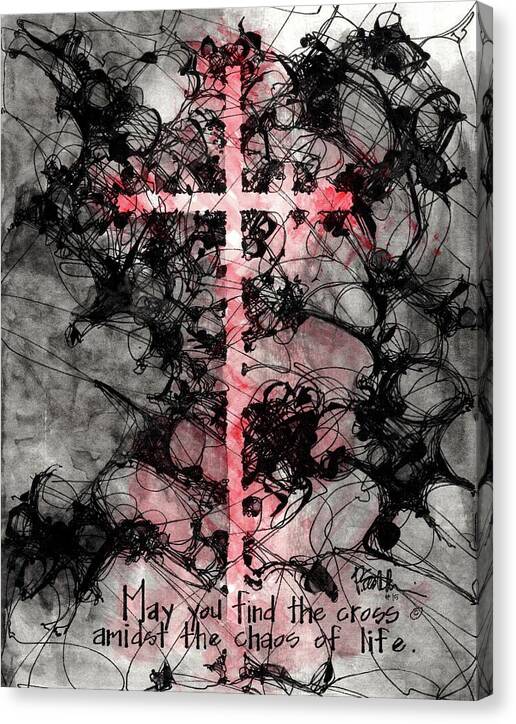 Chaos Order Cross 15 - Sorrowful Red - Canvas Print