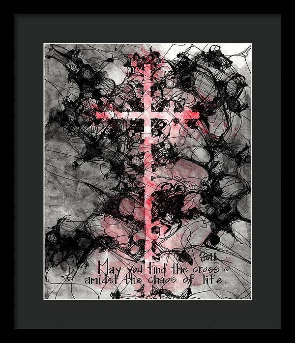 Chaos Order Cross 15 - Sorrowful Red - Framed Print