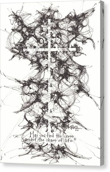Chaos Order Cross 16 - Black and White - Canvas Print