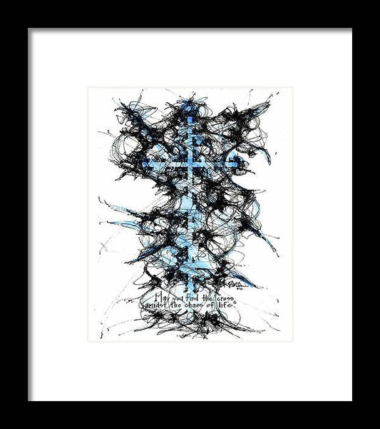Chaos Order Cross 16 - Glorious Blue - Framed Print