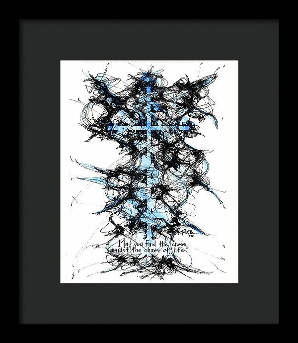 Chaos Order Cross 16 - Glorious Blue - Framed Print
