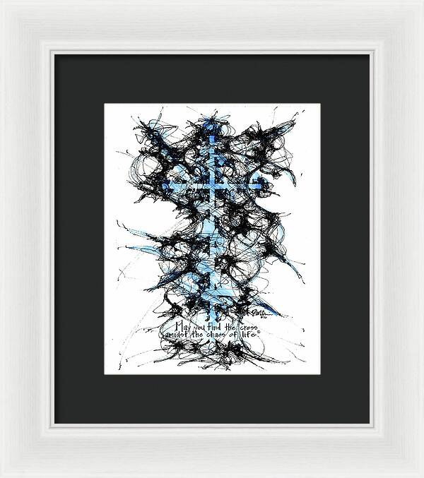 Chaos Order Cross 16 - Glorious Blue - Framed Print