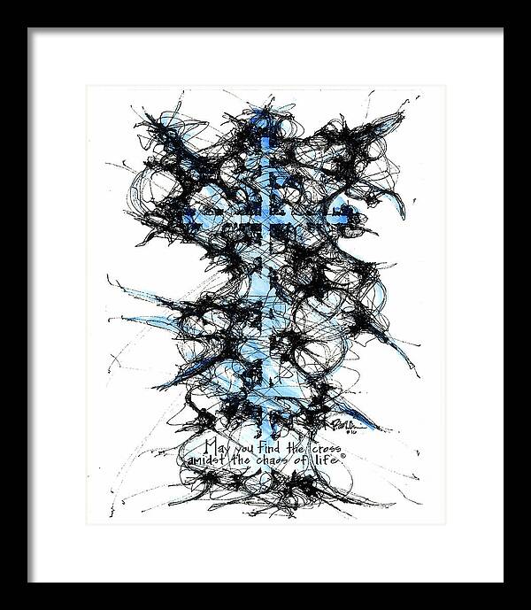 Chaos Order Cross 16 - Glorious Blue - Framed Print