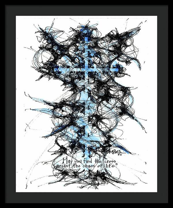 Chaos Order Cross 16 - Glorious Blue - Framed Print