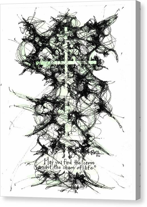 Chaos Order Cross 16 - Joyful Green - Canvas Print