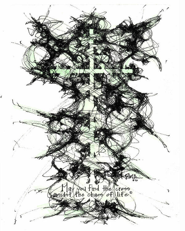 Chaos Order Cross 16 - Joyful Green - Art Print