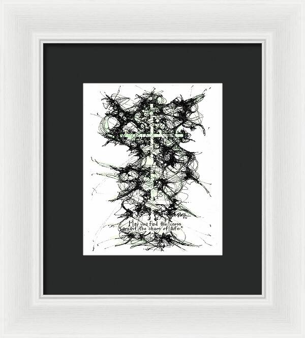 Chaos Order Cross 16 - Joyful Green - Framed Print