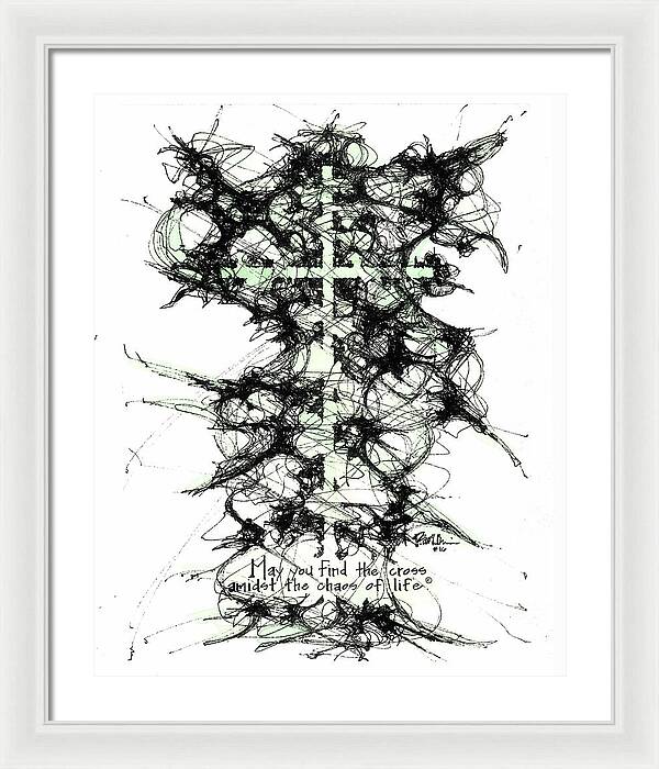 Chaos Order Cross 16 - Joyful Green - Framed Print