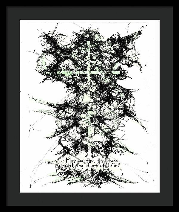 Chaos Order Cross 16 - Joyful Green - Framed Print