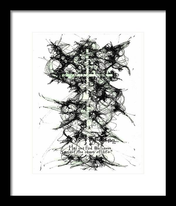 Chaos Order Cross 16 - Joyful Green - Framed Print