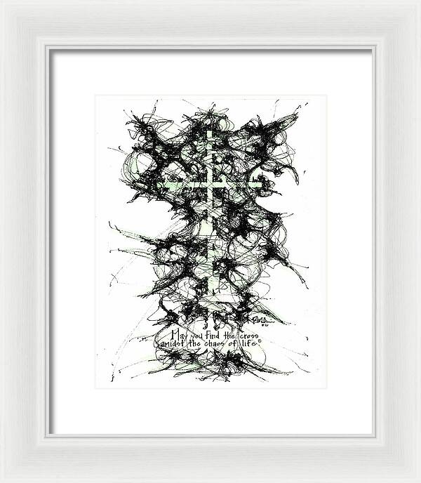 Chaos Order Cross 16 - Joyful Green - Framed Print