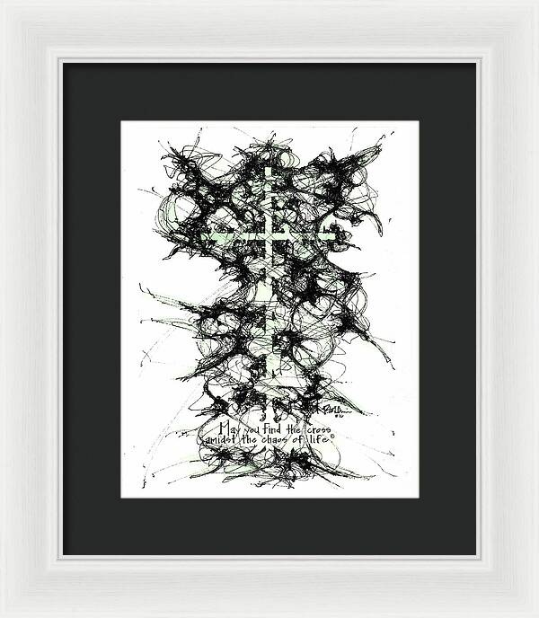 Chaos Order Cross 16 - Joyful Green - Framed Print