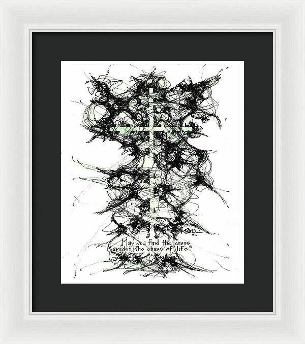 Chaos Order Cross 16 - Joyful Green - Framed Print