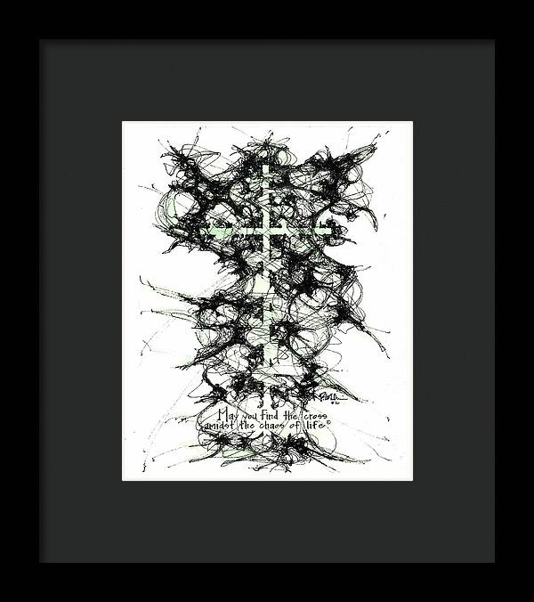 Chaos Order Cross 16 - Joyful Green - Framed Print