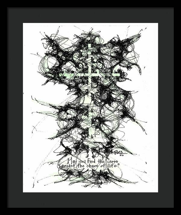 Chaos Order Cross 16 - Joyful Green - Framed Print