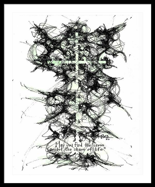 Chaos Order Cross 16 - Joyful Green - Framed Print
