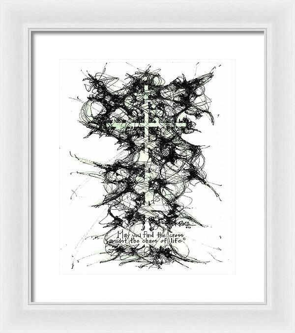 Chaos Order Cross 16 - Joyful Green - Framed Print