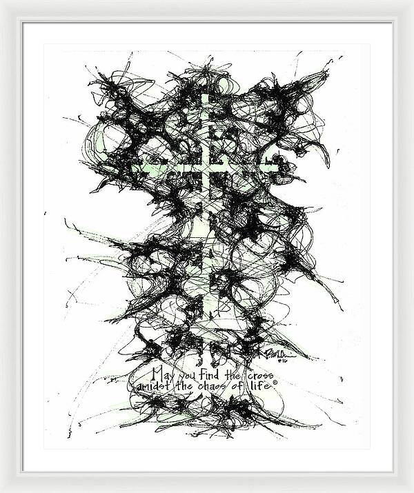 Chaos Order Cross 16 - Joyful Green - Framed Print