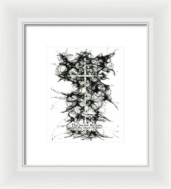 Chaos Order Cross 16 - Joyful Green - Framed Print