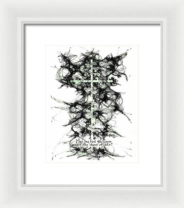 Chaos Order Cross 16 - Joyful Green - Framed Print