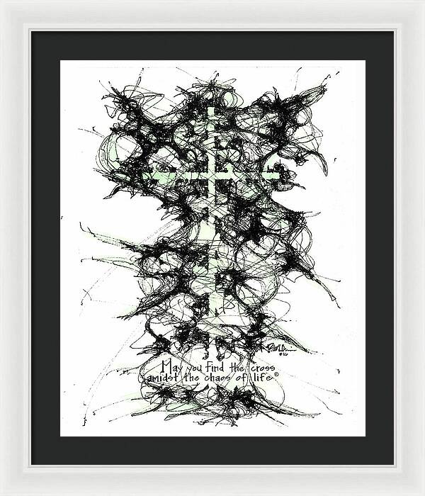 Chaos Order Cross 16 - Joyful Green - Framed Print